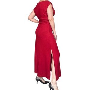 H&M Elegant Red Sleeveless Ruched Maxi Dress Size Small